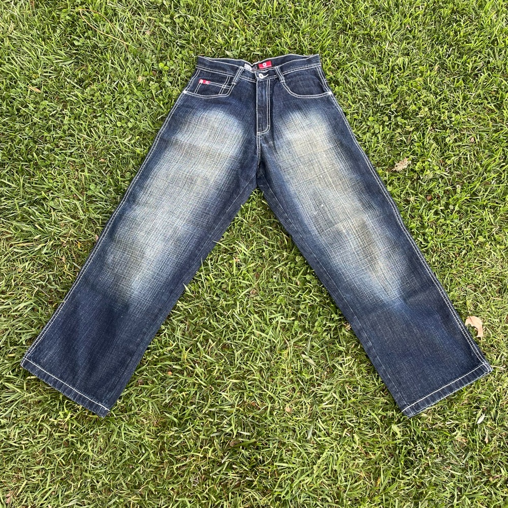 Vintage 90s Y2K Southpole Wide Leg Baggy Dark Denim Jeans Punk Skater Grunge 29